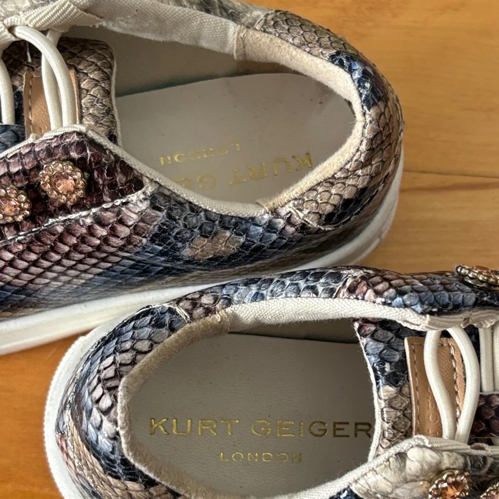Kurt Geiger London Mini Liviah Leather Snakeskin Sneakers Toddler Size 12M EU 30